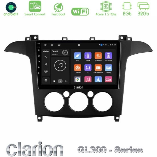 Clarion GL300 Series 4Core Android ClarionOS 2+32GB Ford S-Max 2006-2008 (manual A/C) Navigation Multimedia Tablet 9" Με Carplay & Android Auto Clarion GL300 Series 4Core Android ClarionOS 2+32GB Ford S-Max 2006-2008 (manual A/C) Navigation Multimedia Tablet 9" Με Carplay & Android Auto