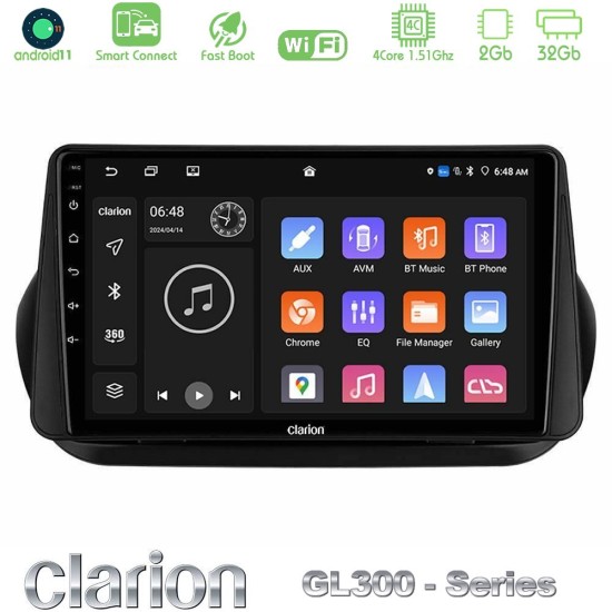 Clarion GL300 Series 4Core Android ClarionOS 2+32GB Fiat Fiorino/Citroen Nemo/Peugeot Bipper Navigation Multimedia Tablet 10" Με Carplay & Android Auto
