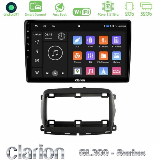 Clarion GL300 Series 4Core Android ClarionOS 2+32GB  Fiat 500 2016> Navigation Multimedia Tablet 9" Με Carplay & Android Auto
