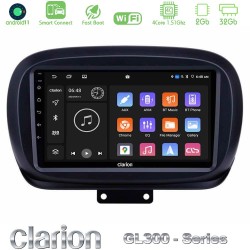 Clarion GL300 Series 4Core Android ClarionOS 2+32GB Fiat 500X Navigation Multimedia Tablet 9" Με Carplay & Android Auto