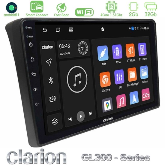 Clarion GL300 Series 4Core Android ClarionOS 2+32GB Fiat Ducato/Citroen Jumper/Peugeot Boxer Navigation Multimedia Tablet 9" Με Carplay & Android Auto