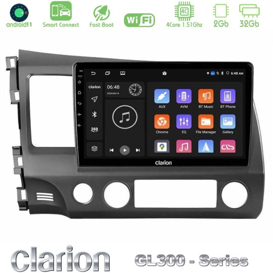 Clarion GL300 Series 4Core Android ClarionOS 2+32GB Honda Civic 2006-2011 Navigation Multimedia Tablet 10" Με Carplay & Android Auto