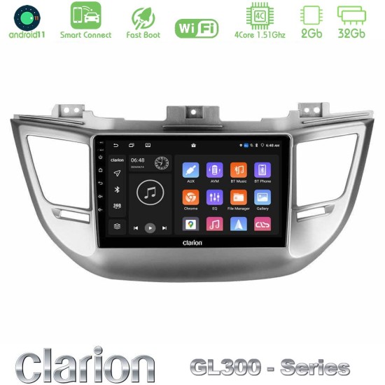Clarion GL300 Series 4Core Android ClarionOS 2+32GB Hyundai Tucson 2015-2018 Navigation Multimedia Tablet 9" Με Carplay & Android Auto