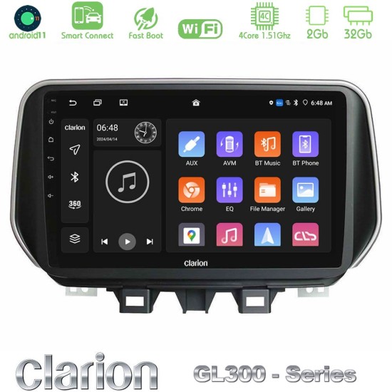 Clarion GL300 Series 4Core Android ClarionOS 2+32GB Hyundai Tucson 2019-> Navigation Multimedia Tablet 9" Με Carplay & Android Auto