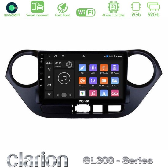 Clarion GL300 Series 4Core Android ClarionOS 2+32GB Hyundai i10 2014-2020 Navigation Multimedia Tablet 9" Με Carplay & Android Auto