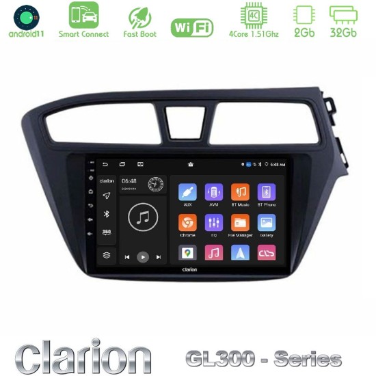 Clarion GL300 Series 4Core Android ClarionOS 2+32GB Hyundai i20 2014-2018 RHD Navigation Multimedia Tablet 9" Με Carplay & Android Auto