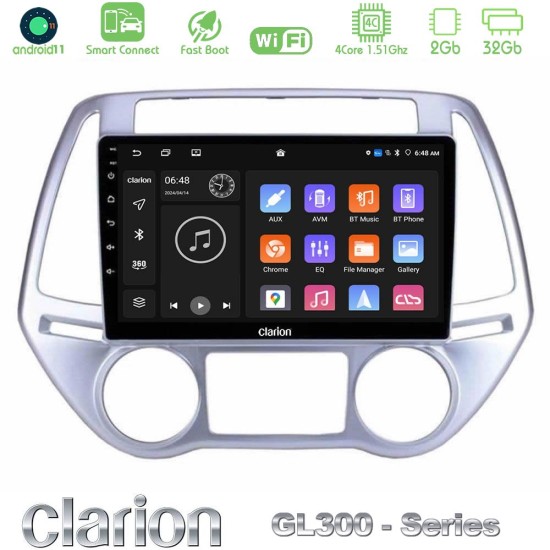 Clarion GL300 Series 4Core Android ClarionOS 2+32GB Hyundai i20 2012-2014 Navigation Multimedia Tablet 9" Με Carplay & Android Auto