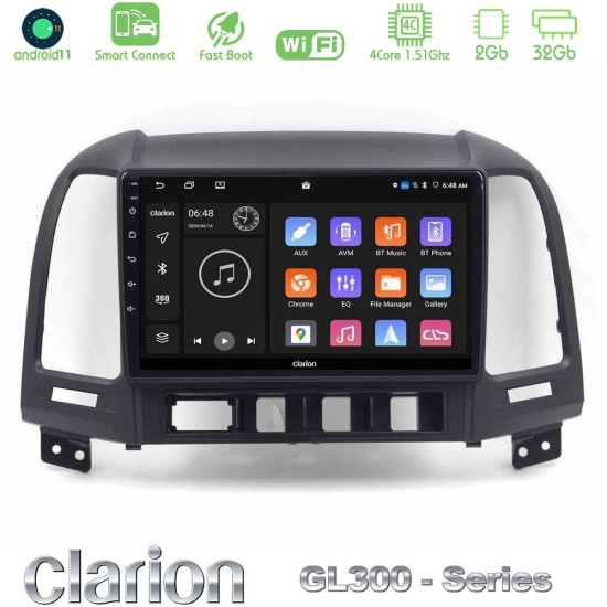 Clarion GL300 Series 4Core Android ClarionOS 2+32GB Hyundai Santa Fe 2006-2013 Navigation Multimedia Tablet 9" Με Carplay & Android Auto