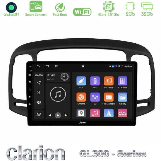 Clarion GL300 Series 4Core Android ClarionOS 2+32GB Hyundai Accent 2006-2011 Navigation Multimedia Tablet 9" Με Carplay & Android Auto