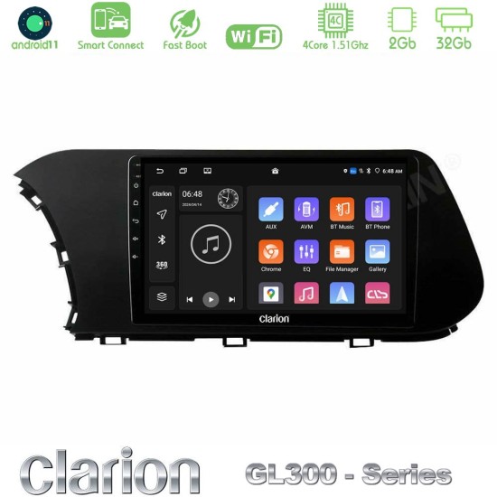 Clarion GL300 Series 4Core Android ClarionOS 2+32GB Hyundai i20 2021-2023 Navigation Multimedia Tablet 10" Με Carplay & Android Auto