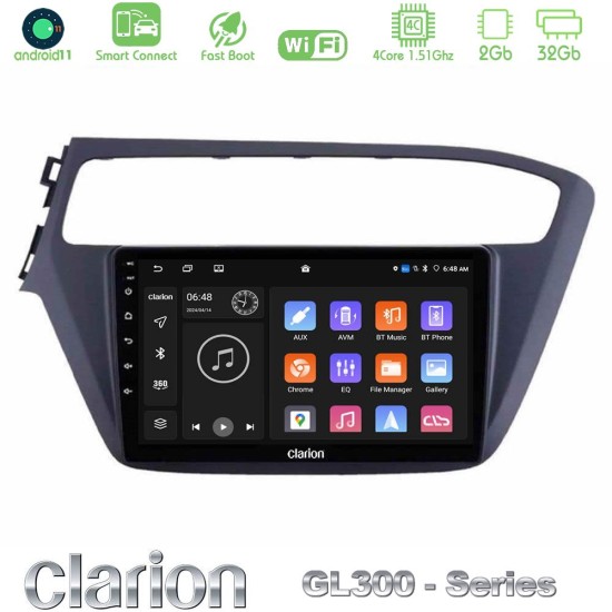 Clarion GL300 Series 4Core Android ClarionOS 2+32GB Hyundai i20 2018-2020 Navigation Multimedia Tablet 9" Με Carplay & Android Auto