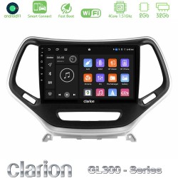 Clarion GL300 Series 4Core Android ClarionOS 2+32GB Jeep Cherokee 2014-2019 Navigation Multimedia Tablet 9" (Ασημί Χρώμα) Με Carplay & Android Auto