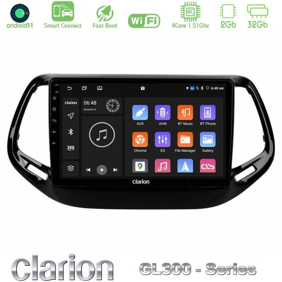 Clarion GL300 Series 4Core Android ClarionOS 2+32GB Jeep Compass 2017> Navigation Multimedia Tablet 10" Με Carplay & Android Auto