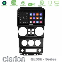 Clarion GL300 Series 4Core Android ClarionOS 2+32GB Jeep Wrangler 2008-2010 Navigation Multimedia Tablet 9" Με Carplay & Android Auto