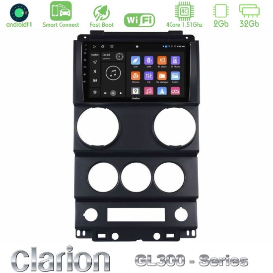 Clarion GL300 Series 4Core Android ClarionOS 2+32GB Jeep Wrangler 2008-2010 Navigation Multimedia Tablet 9" Με Carplay & Android Auto