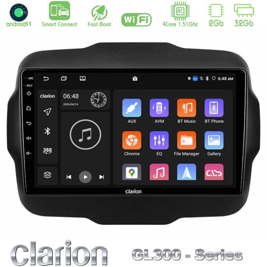 Clarion GL300 Series 4Core Android ClarionOS 2+32GB Jeep Renegade 2015-2019 Navigation Multimedia Tablet 9" Με Carplay & Android Auto
