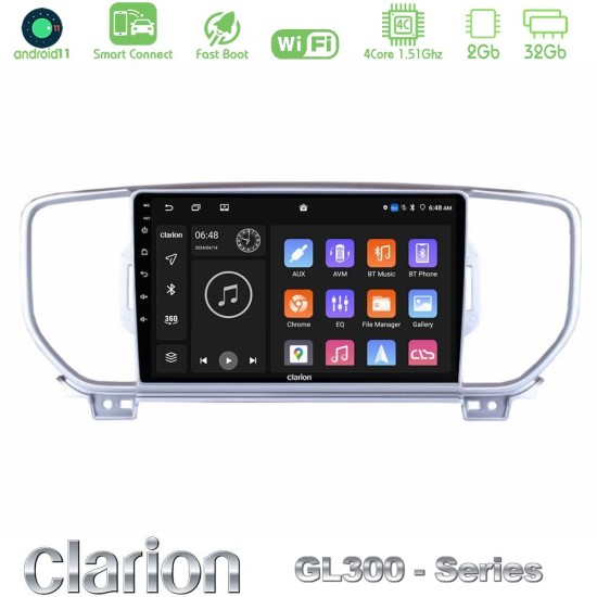 Clarion GL300 Series 4Core Android ClarionOS 2+32GB Kia Sportage 2016-2018 Navigation Multimedia Tablet 9" Με Carplay & Android Auto