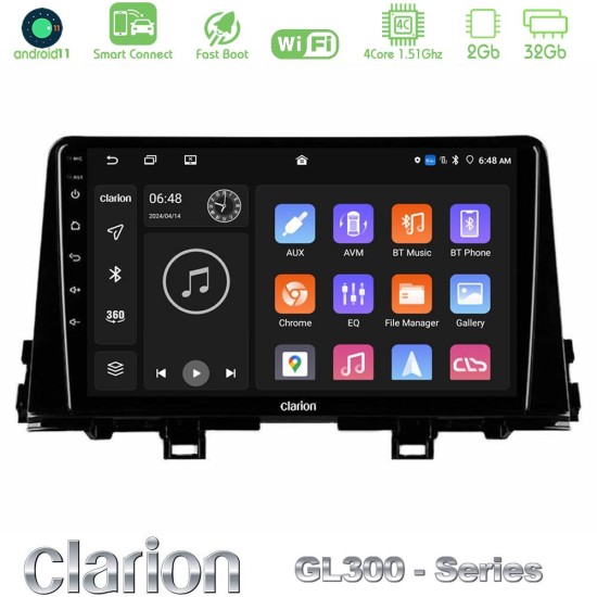 Clarion GL300 Series 4Core Android ClarionOS 2+32GB Kia Picanto 2017-2021 Navigation Multimedia Tablet 9" Με Carplay & Android Auto