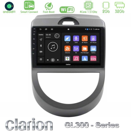 Clarion GL300 Series 4Core Android ClarionOS 2+32GB Kia Soul 2009-2011 Navigation Multimedia Tablet 9" Με Carplay & Android Auto