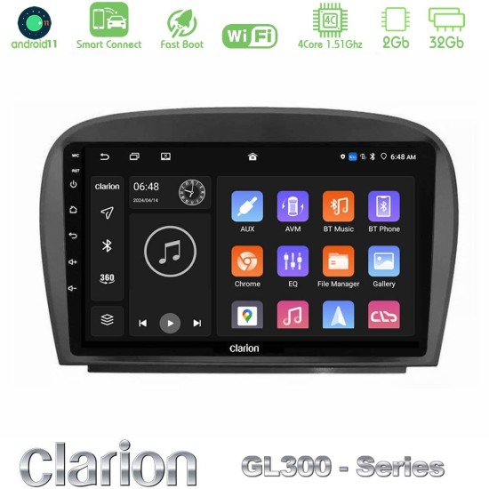 Clarion GL300 Series 4Core Android ClarionOS 2+32GB Mercedes SL Class 2005-2011 Navigation Multimedia Tablet 9" Με Carplay & Android Auto