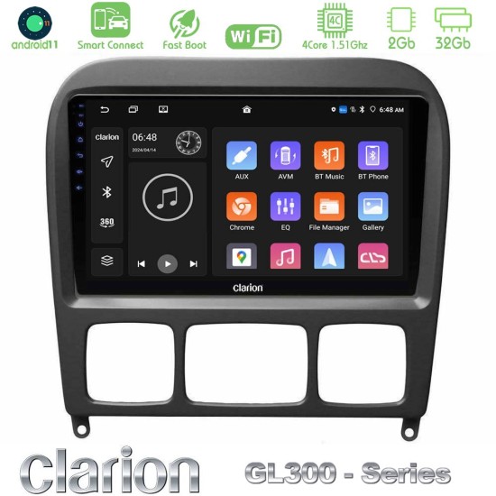 Clarion GL300 Series 4Core Android ClarionOS 2+32GB Mercedes S Class 1999-2004 (W220) Navigation Multimedia Tablet 9" Με Carplay & Android Auto