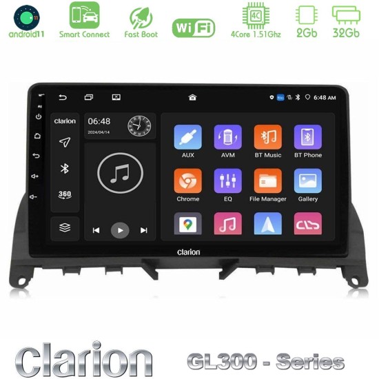 Clarion GL300 Series 4Core Android ClarionOS 2+32GB Mercedes C-Class W204 2008-2011 Navigation Multimedia Tablet 9" Με Carplay & Android Auto