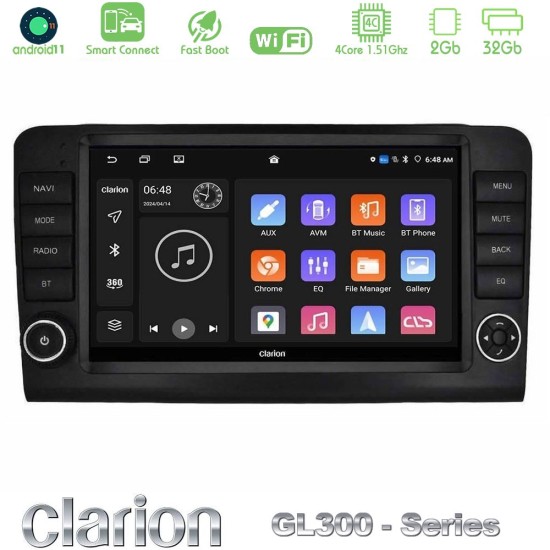 Clarion GL300 Series 4Core Android ClarionOS 2+32GB Mercedes ML/GL Class W164 2006-2011 Navigation Multimedia Tablet 9" Με Carplay & Android Auto (OEM Look)