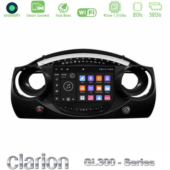 Clarion GL300 Series 4Core Android ClarionOS 2+32GB Mini Cooper R50 Navigation Multimedia Tablet 9" Με Carplay & Android Auto