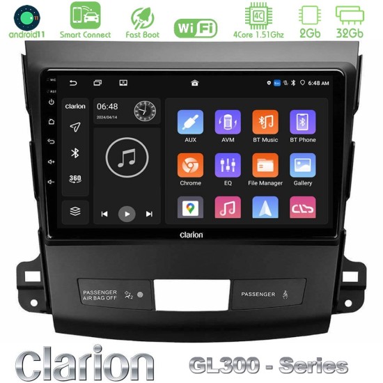 Clarion GL300 Series 4Core Android ClarionOS 2+32GB Mitsubishi Outlander/Citroen C-Crosser/Peugeot 4007 Navigation Multimedia Tablet 9" Με Carplay & Android Auto
