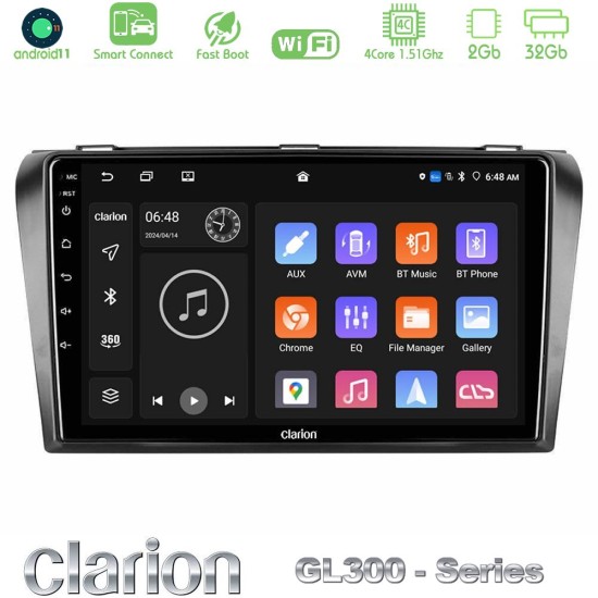 Clarion GL300 Series 4Core Android ClarionOS 2+32GB Mazda 3 2004-2009 Navigation Multimedia Tablet 9" Με Carplay & Android Auto