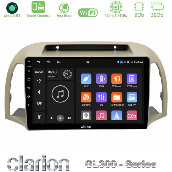 Clarion GL300 Series 4Core Android ClarionOS 2+32GB Nissan Micra K12 2002-2010 Navigation Multimedia Tablet 9" Με Carplay & Android Auto