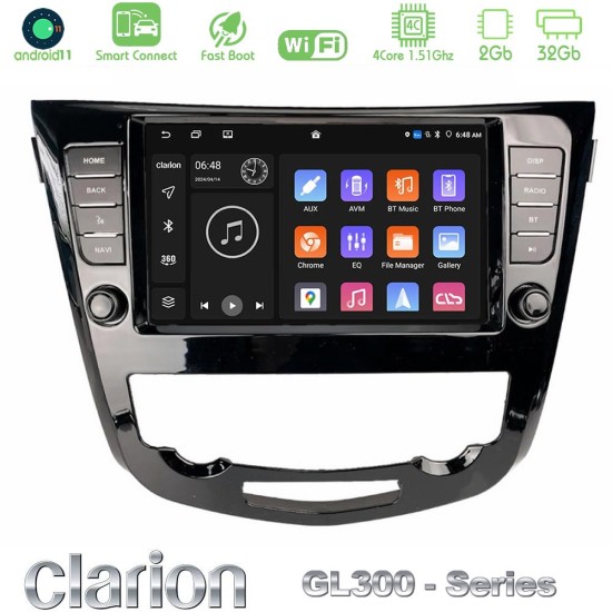 Clarion GL300 Series 4Core Android ClarionOS 2+32GB Nissan Qashqai J11 (AUTO A/C) Navigation Multimedia Tablet 9" Με Carplay & Android Auto