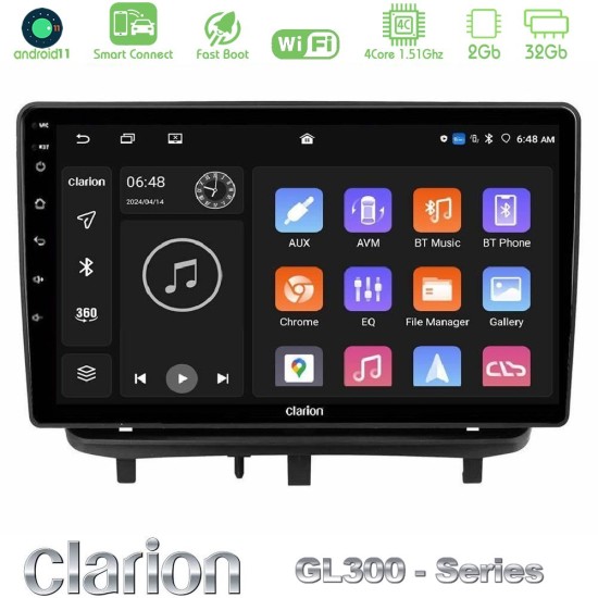 Clarion GL300 Series 4Core Android ClarionOS 2+32GB Opel Corsa D 2006-2014 Navigation Multimedia Tablet 9" Με Carplay & Android Auto (Top Mount)