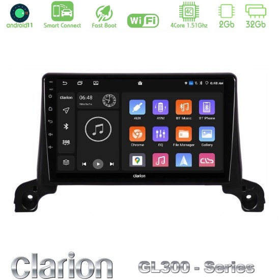 Clarion GL300 Series 4Core Android ClarionOS 2+32GB Peugeot 3008/5008 2017-2023 Navigation Multimedia Tablet 9" Με Carplay & Android Auto