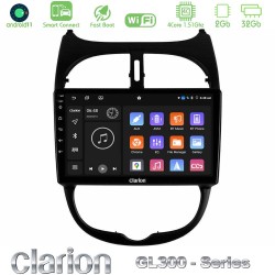 Clarion GL300 Series 4Core Android ClarionOS 2+32GB Peugeot 206 Navigation Multimedia Tablet 9" Με Carplay & Android Auto