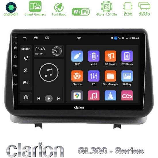 Clarion GL300 Series 4Core Android ClarionOS 2+32GB Renault Clio 2005-2012 Navigation Multimedia Tablet 9" Με Carplay & Android Auto