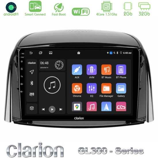 Clarion GL300 Series 4Core Android ClarionOS 2+32GB Renault Koleos 2007-2015 Navigation Multimedia Tablet 9" Με Carplay & Android Auto