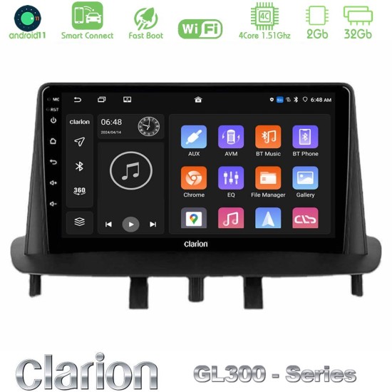 Clarion GL300 Series 4Core Android ClarionOS 2+32GB Renault Megane 3 2009-2015 Navigation Multimedia Tablet 9" Με Carplay & Android Auto