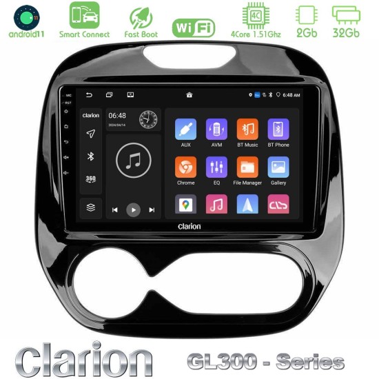 Clarion GL300 Series 4Core Android ClarionOS 2+32GB Renault Captur 2013-2019 (Auto AC) Navigation Multimedia Tablet 9" Με Carplay & Android Auto