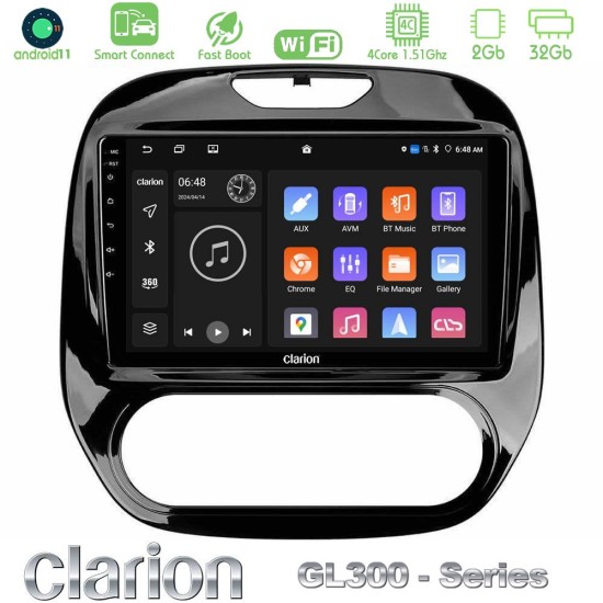 Clarion GL300 Series 4Core Android ClarionOS 2+32GB Renault Captur 2013-2019 (Manual AC) Navigation Multimedia Tablet 9" Με Carplay & Android Auto
