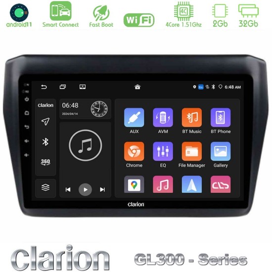 Clarion GL300 Series 4Core Android ClarionOS 2+32GB Suzuki Swift 2017-2023 Navigation Multimedia Tablet 9" Με Carplay & Android Auto