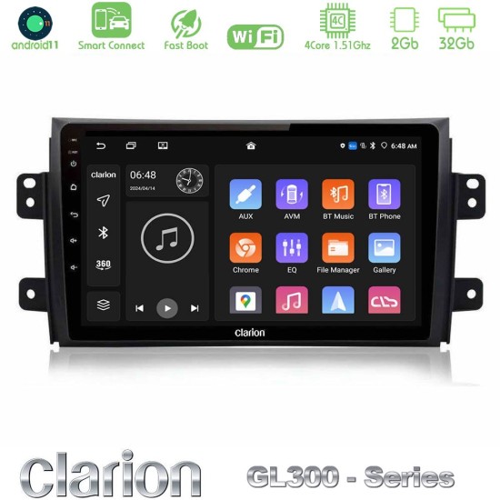 Clarion GL300 Series 4Core Android ClarionOS 2+32GB Suzuki SX4 2006-2014 Fiat Sedici 2006-2014 Navigation Multimedia Tablet 9" Με Carplay & Android Auto