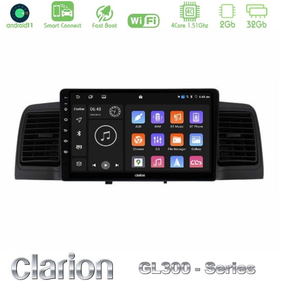 Clarion GL300 Series 4Core Android ClarionOS 2+32GB Toyota Corolla 2002-2006 Navigation Multimedia Tablet 9" Με Carplay & Android Auto