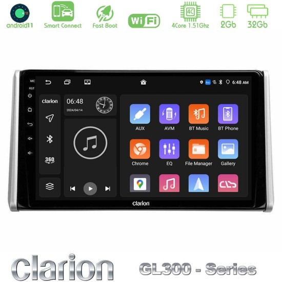 Clarion GL300 Series 4Core Android ClarionOS 2+32GB Toyota RAV4 2019-2023 Navigation Multimedia Tablet 10" Με Carplay & Android Auto