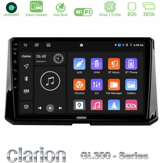 Clarion GL300 Series 4Core Android ClarionOS 2+32GB Toyota Corolla 2019-2022 Navigation Multimedia Tablet 10" Με Carplay & Android Auto