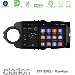 Clarion GL300 Series 4Core Android ClarionOS 2+32GB Toyota Yaris Navigation Multimedia Tablet 9" (Μαύρο Χρώμα) Με Carplay & Android Auto