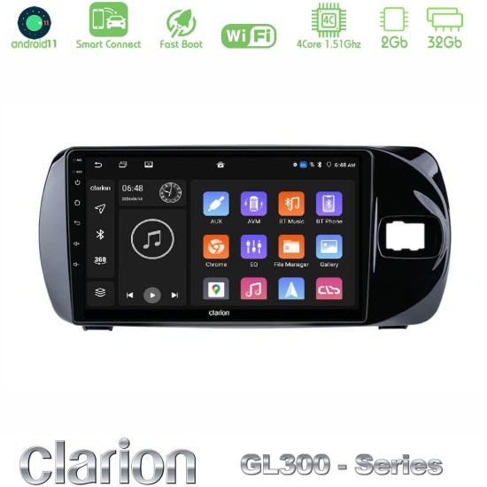 Clarion GL300 Series 4Core Android ClarionOS 2+32GB Toyota Yaris (Vitz) 2015-2020 RHD Navigation Multimedia Tablet 9" Με Carplay & Android Auto