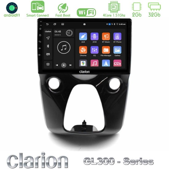 Clarion GL300 Series 4Core Android ClarionOS 2+32GB Toyota Aygo | Citroen C1 | Peugeot 108 Navigation Multimedia 10" Με Carplay & Android Auto