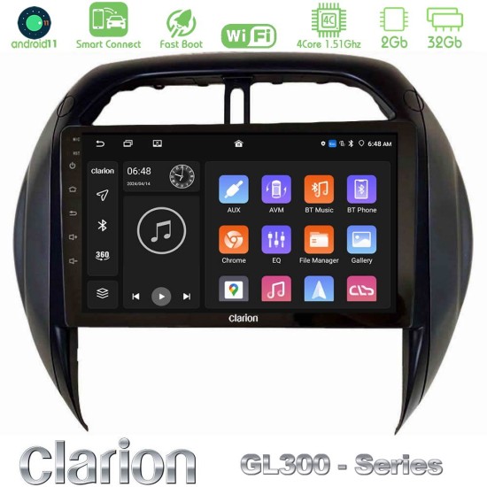 Clarion GL300 Series 4Core Android ClarionOS 2+32GB Toyota RAV4 2001-2005 (Auto A/C) Navigation Multimedia Tablet 9" Με Carplay & Android Auto