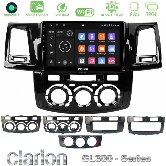Clarion GL300 Series 4Core Android ClarionOS 2+32GB Toyota Hilux 2007-2016 Navigation Multimedia Tablet 9" Με Carplay & Android Auto